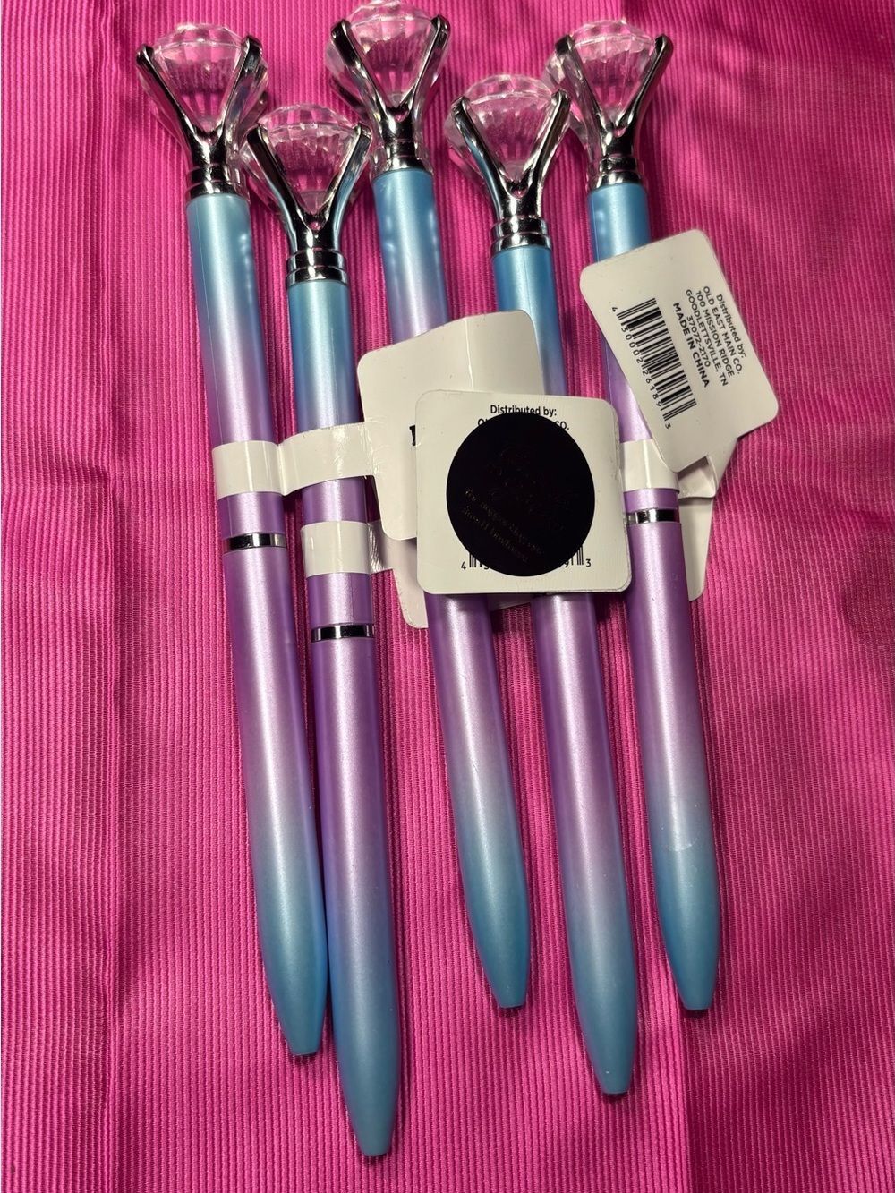 5 New Set of 5 Iridescent Diamond-Tip Gradient Pens - Blue to Purple